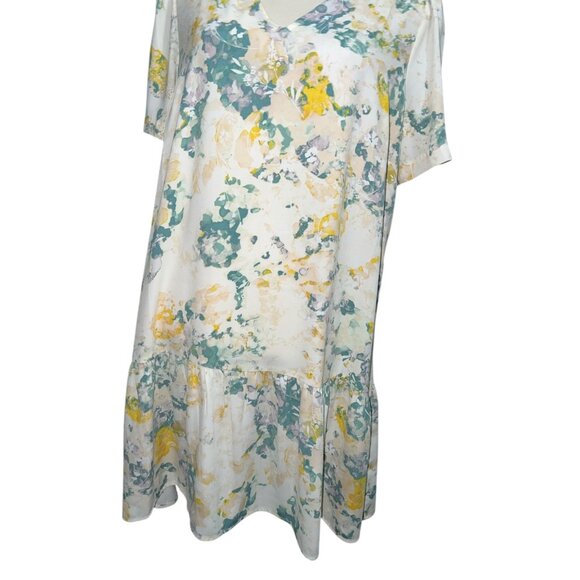 A New Day Womens Floral Tiered Short Sleeve Dress Sz XL Rayon Blend White/Yellow - Picture 11 of 16